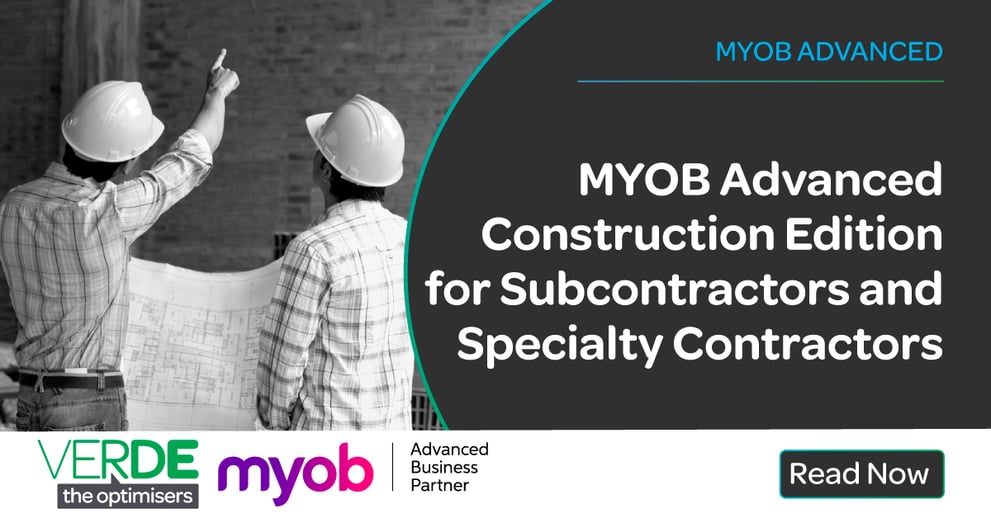 MYOB Advanced Construction for Contractors and Specialty Contractors